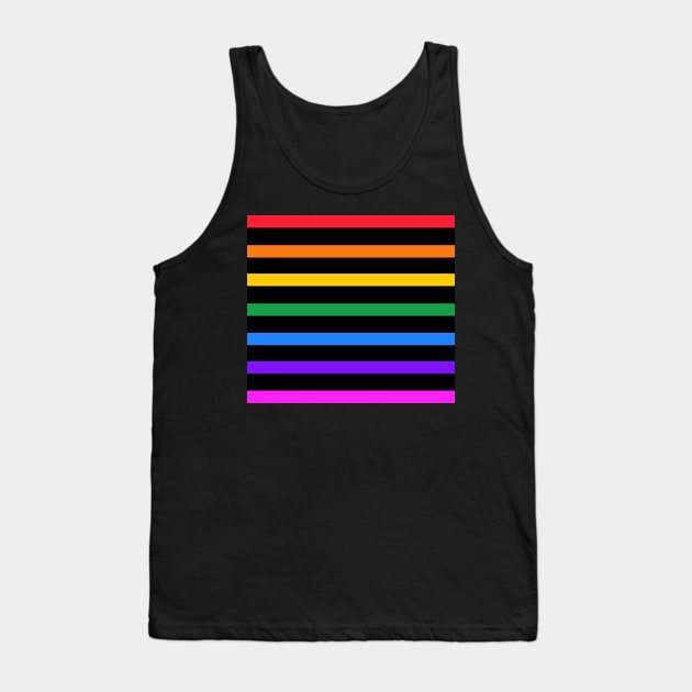 Black and rainbow stripes - horizontal Tank Top by bettyretro